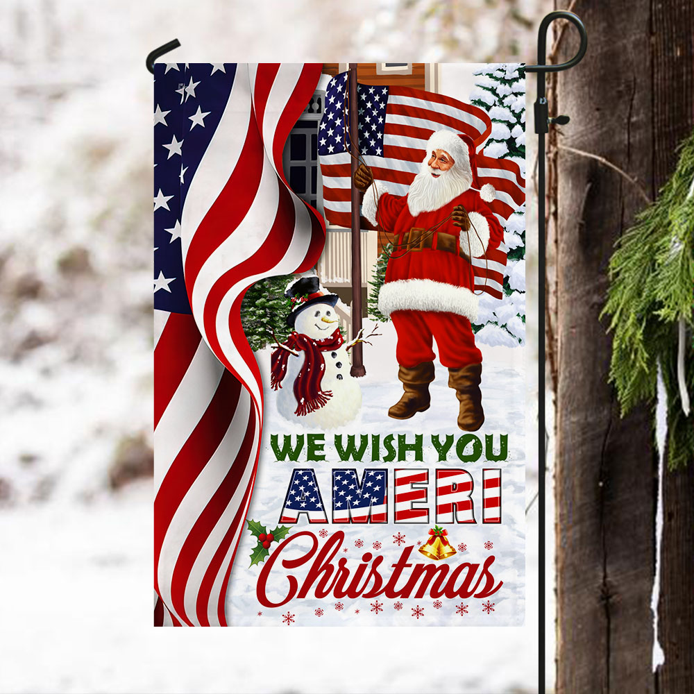 Santa Claus US Flag We Wish You Ameri Christmas