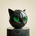BowLift | NoirCat Sculpture – Black Cat Head with Hypnotic Eyes