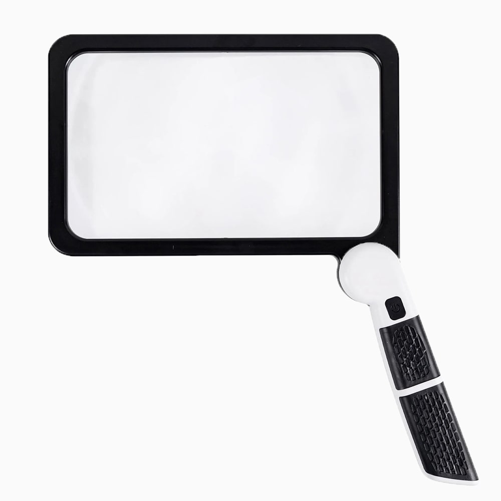 Foldable Magnifying Glass with 5x Magnification and 48 Dimmable LED Lights, Large Viewing Area