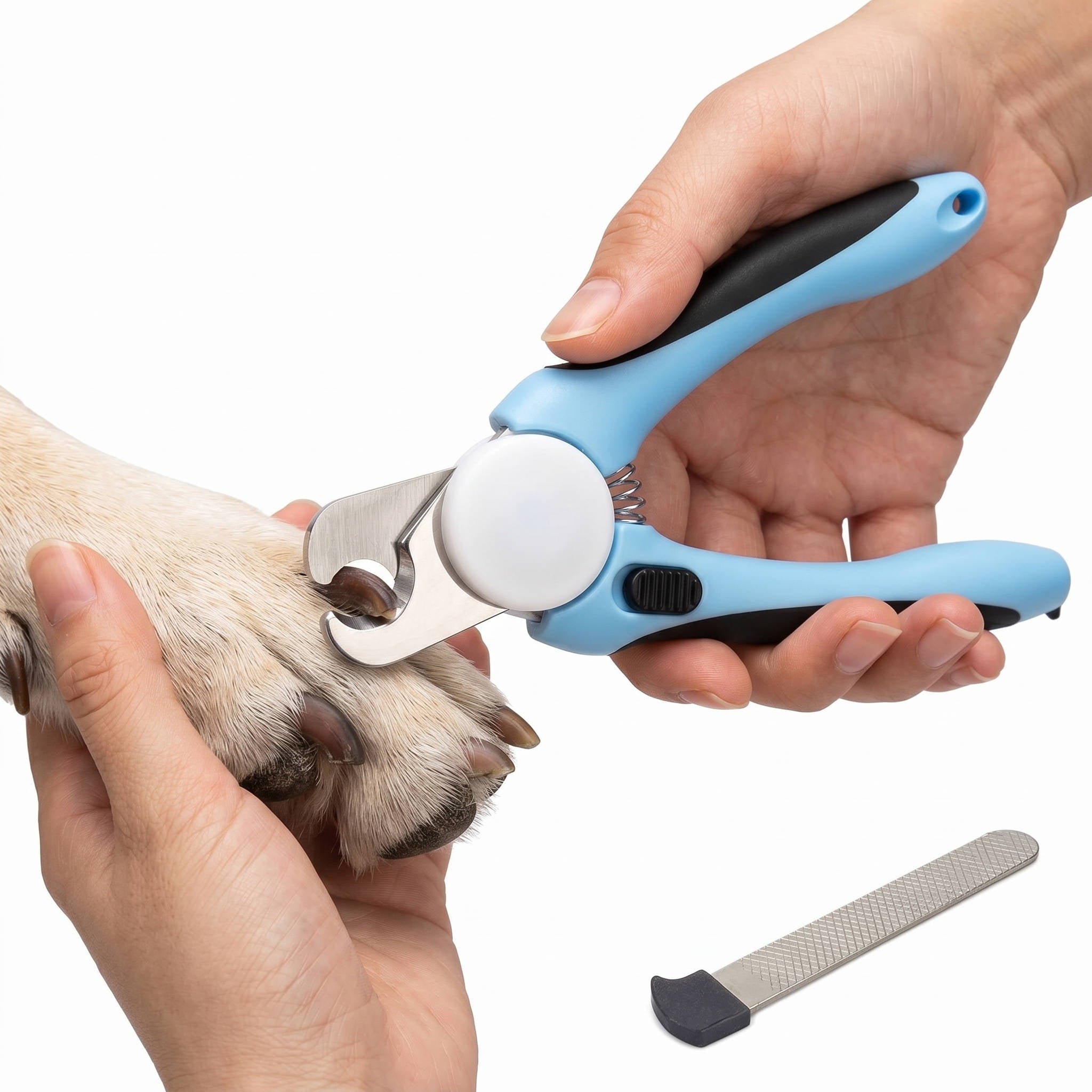 Pet Nail Clippers for Dogs & Cats – Stainless Steel Blades with Safety Guard, Non-Slip Handle & Built-In Nail File