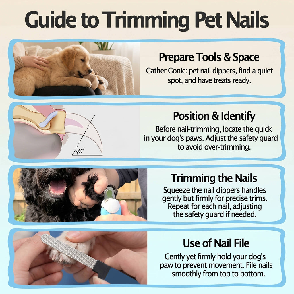 Pet Nail Clippers for Dogs & Cats – Stainless Steel Blades with Safety Guard, Non-Slip Handle & Built-In Nail File