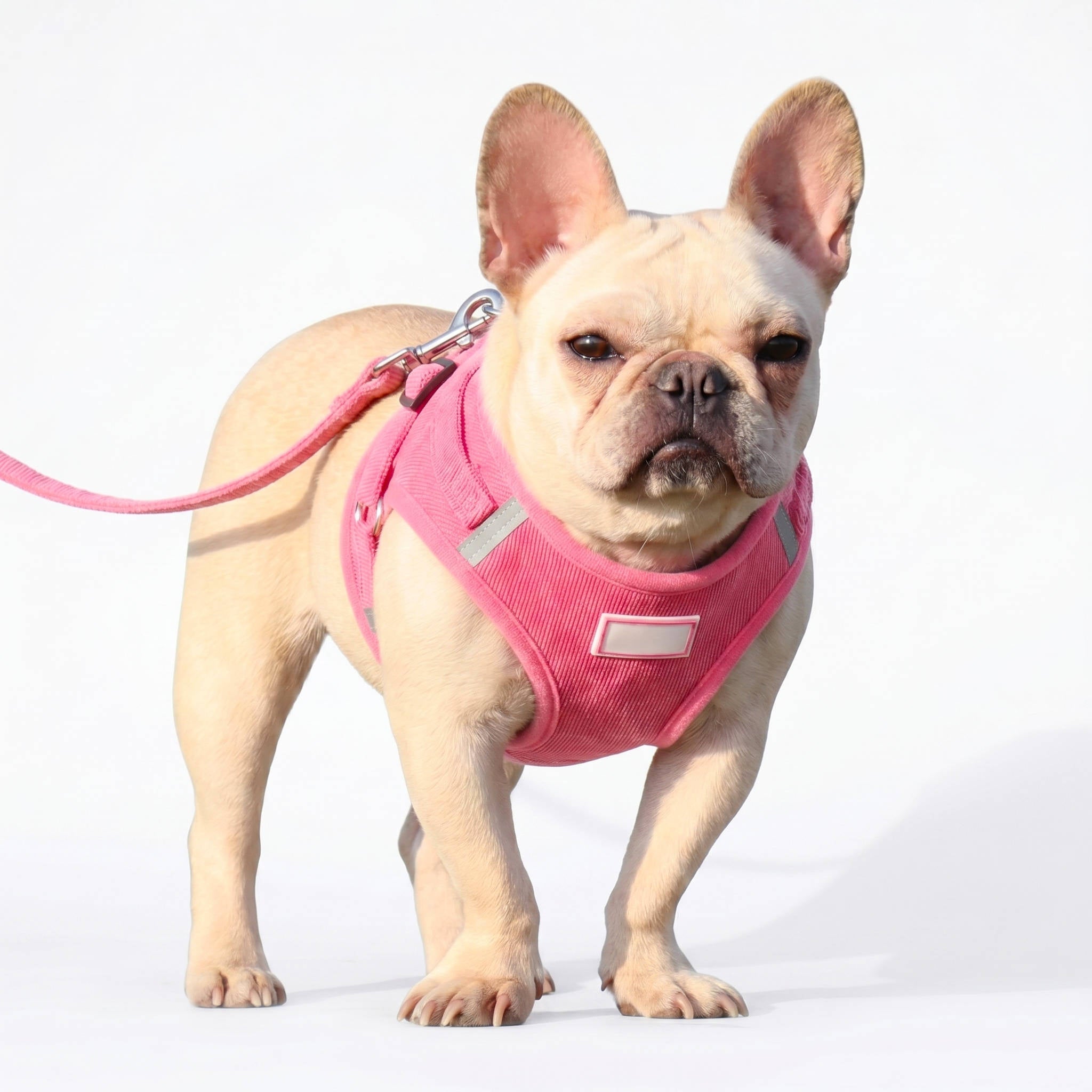 Reflective Corduroy Dog Harness and Leash Set, Breathable Chest Strap Walking Set for Small and Medium Pets
