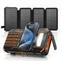 48000mAh Solar Power Bank Wireless Charger, 15W Fast Charging Battery Pack with 4 Built in Cables 7 Outputs USB C Flashlight