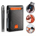 Mens Carbon Fiber Bifold Card Holder Wallet, Ultra Thin RFID Blocking Money Clip with Multiple Card Slots
