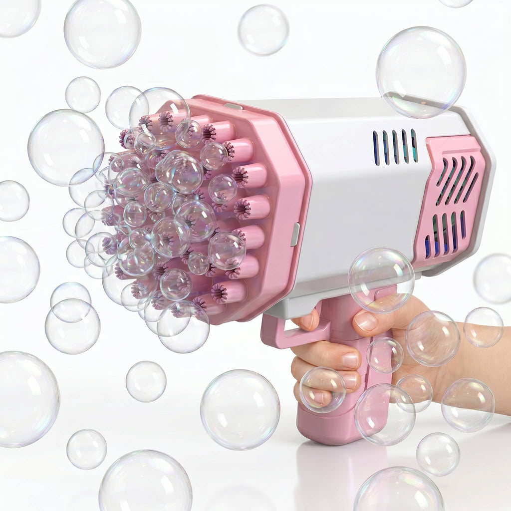 40 Hole Automatic Bubble Gun with LED Lights, Gatling Style Bubble Blower Toy for Kids 3+, Outdoor Party Play