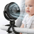 Portable Stroller Fan USB C Rechargeable, 5 Speed Quiet Baby Clip Fan with LED Display 10H Battery for Car Seat Crib Travel