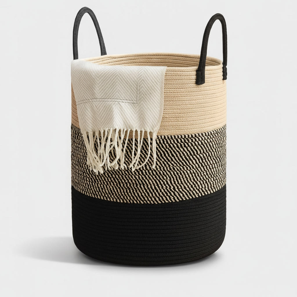 Large volume cotton rope basket - LaundriGo