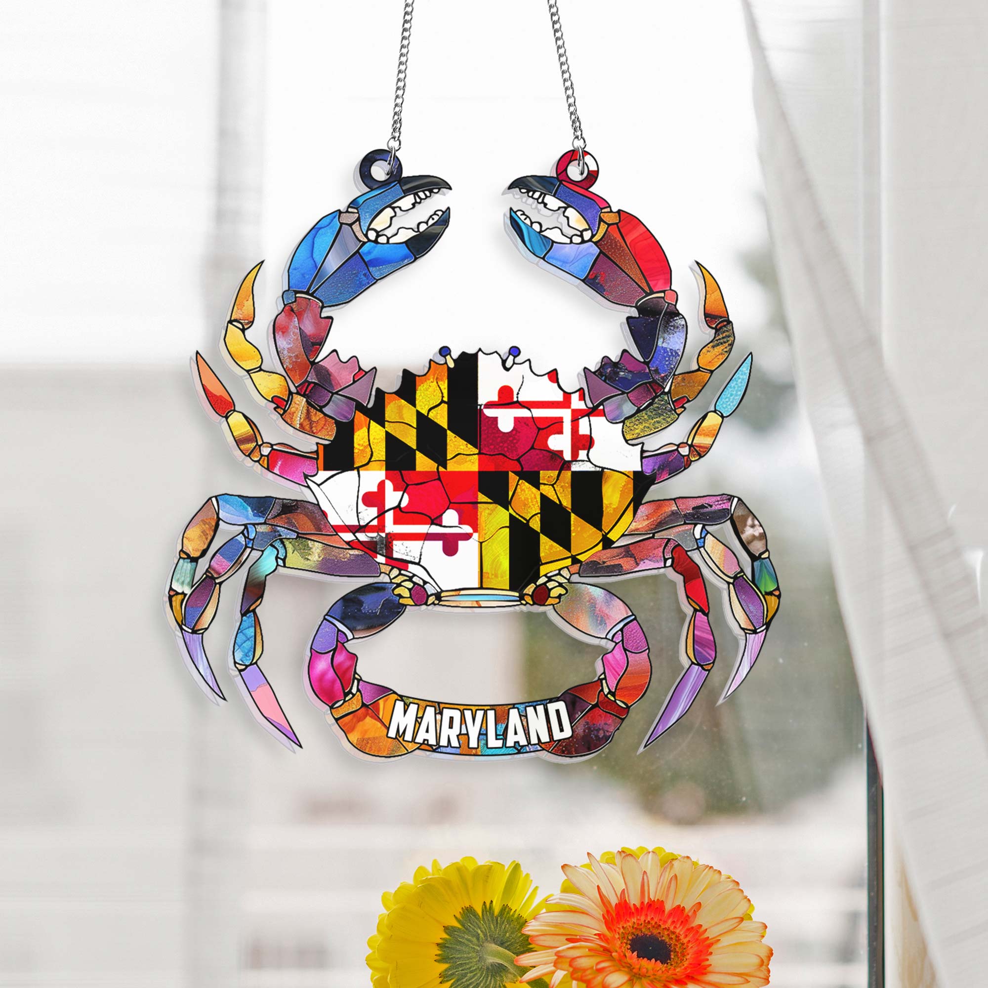Maryland State Gift, Maryland Day, Maryland Flag Acrylic Hanging Sign