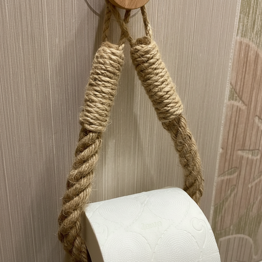 Hanging Paper Holder Made of Hemp Rope - HempLoop