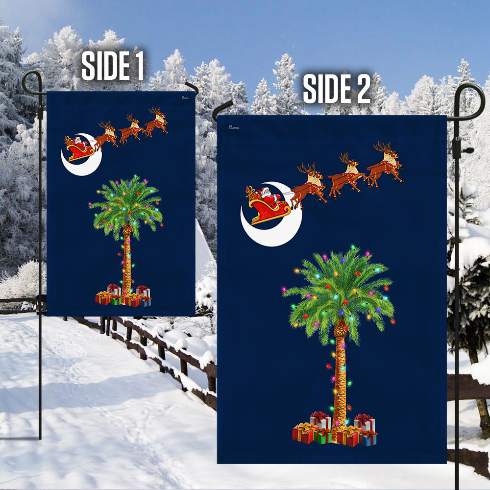 South Carolina Christmas Flag Santa Palmetto Tree
