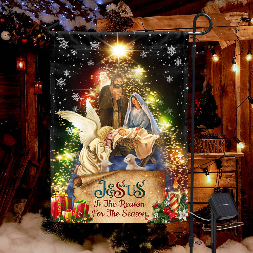 Jesus Christmas Flag Jesus Is The Reason For The Season Christmas Solar LED Garden Flag