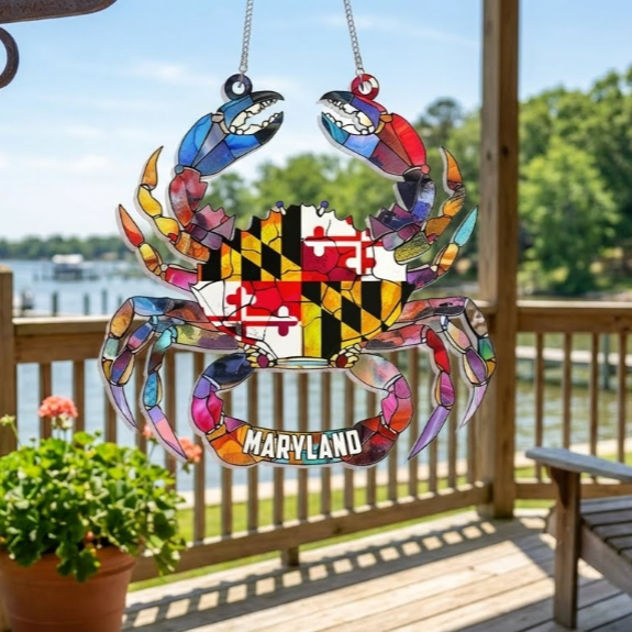 Maryland State Gift, Maryland Day, Maryland Flag Acrylic Hanging Sign