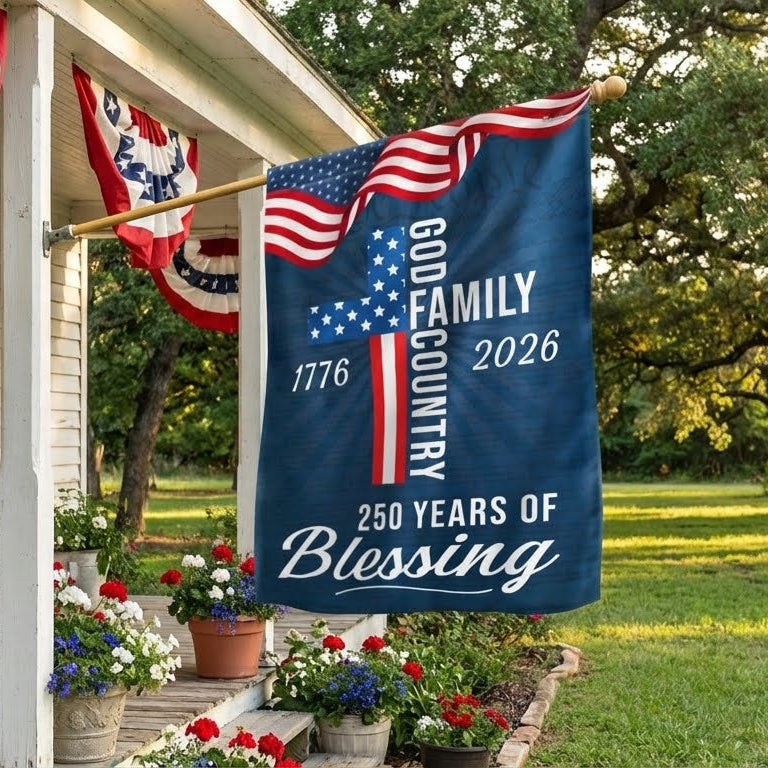 250 Years of Blessing God 1776 2026 Patriotic Flag 3-Day Shipping