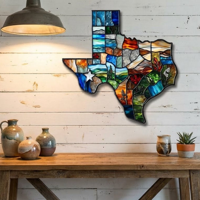 Texas Map Hanging Metal Sign, Wall Art