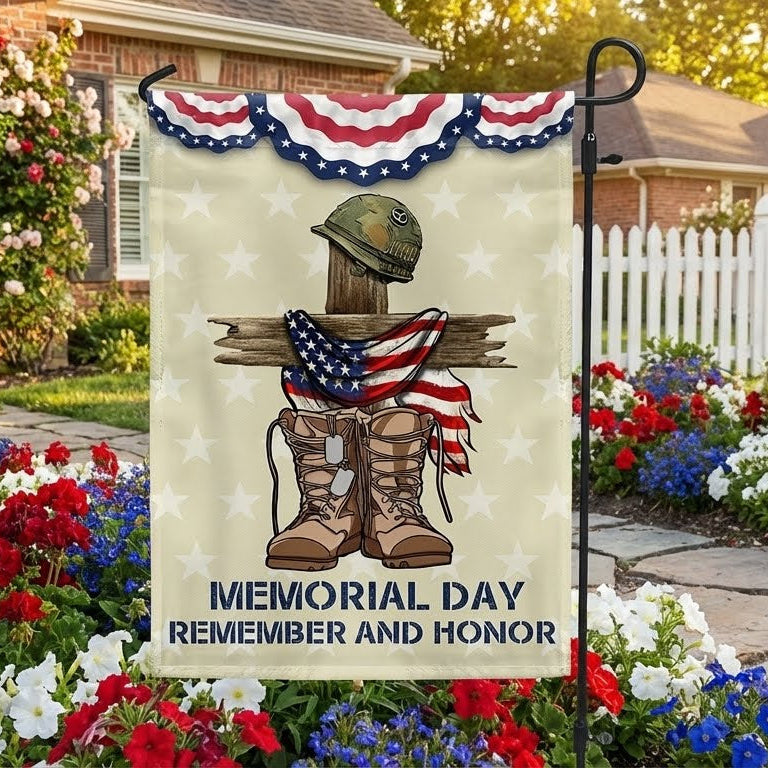 Memorial Day Flag Remember and Honor flag, Double side printed
