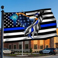 The Thin Blue Line. Police. Law Enforcement American Eagle Flag, Canvas Flag Double Side Printed