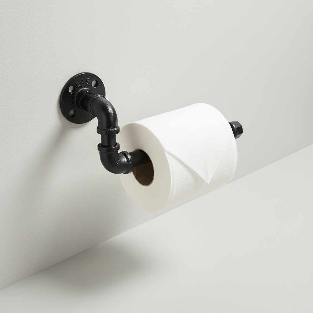 Industrial Pipe Style Holder Black Painted - CastForge