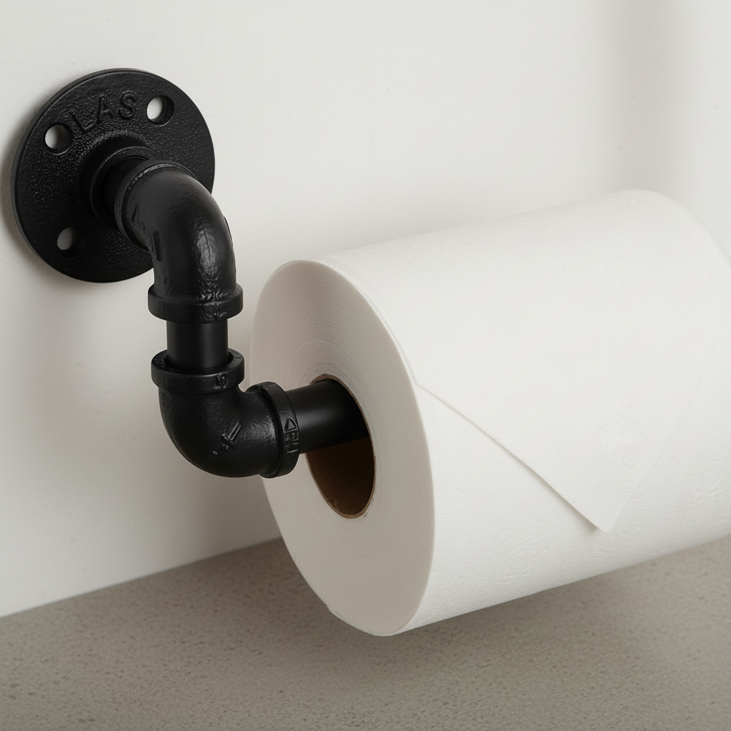 Industrial Pipe Style Holder Black Painted - CastForge