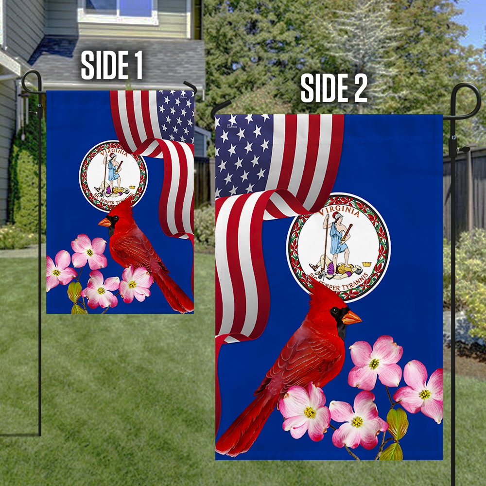 Virginia State Cardinal and Dogwood Flower Flag, heavy duty flag