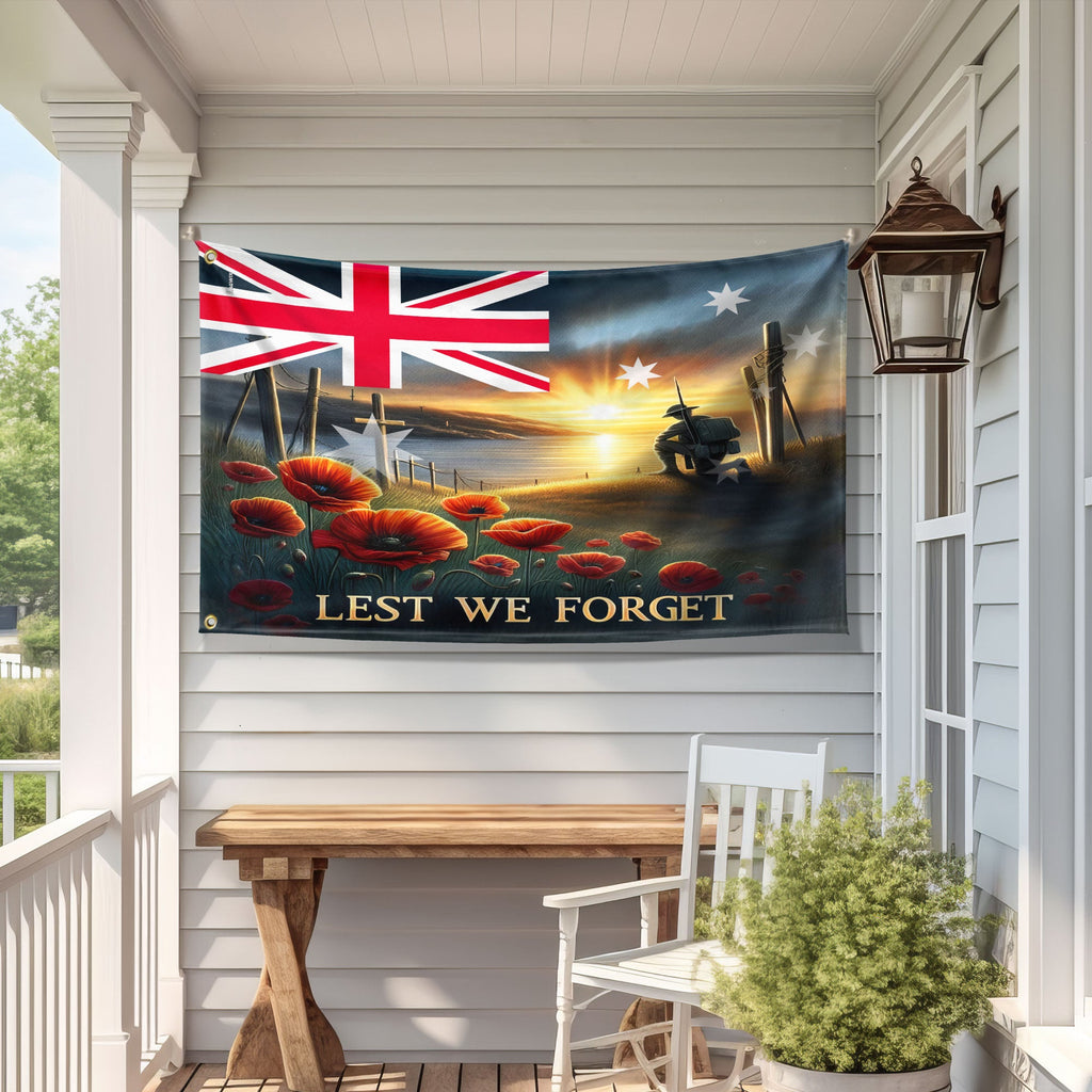 Anzac Day, Remembrance Day Australian Veteran Lest We Forget Grommet Flag