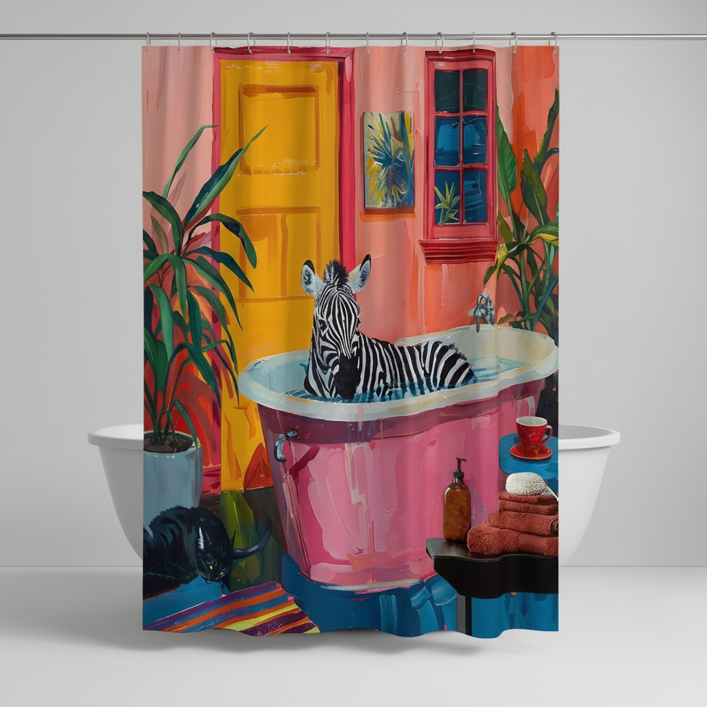 Artistic polyester shower curtain - ZebraLuxe