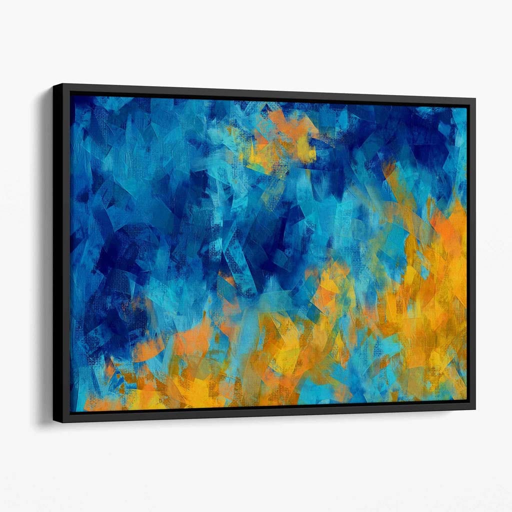 Cerulean Shore In Blue and Yellow Canvas Wall Art Print | Bowlift