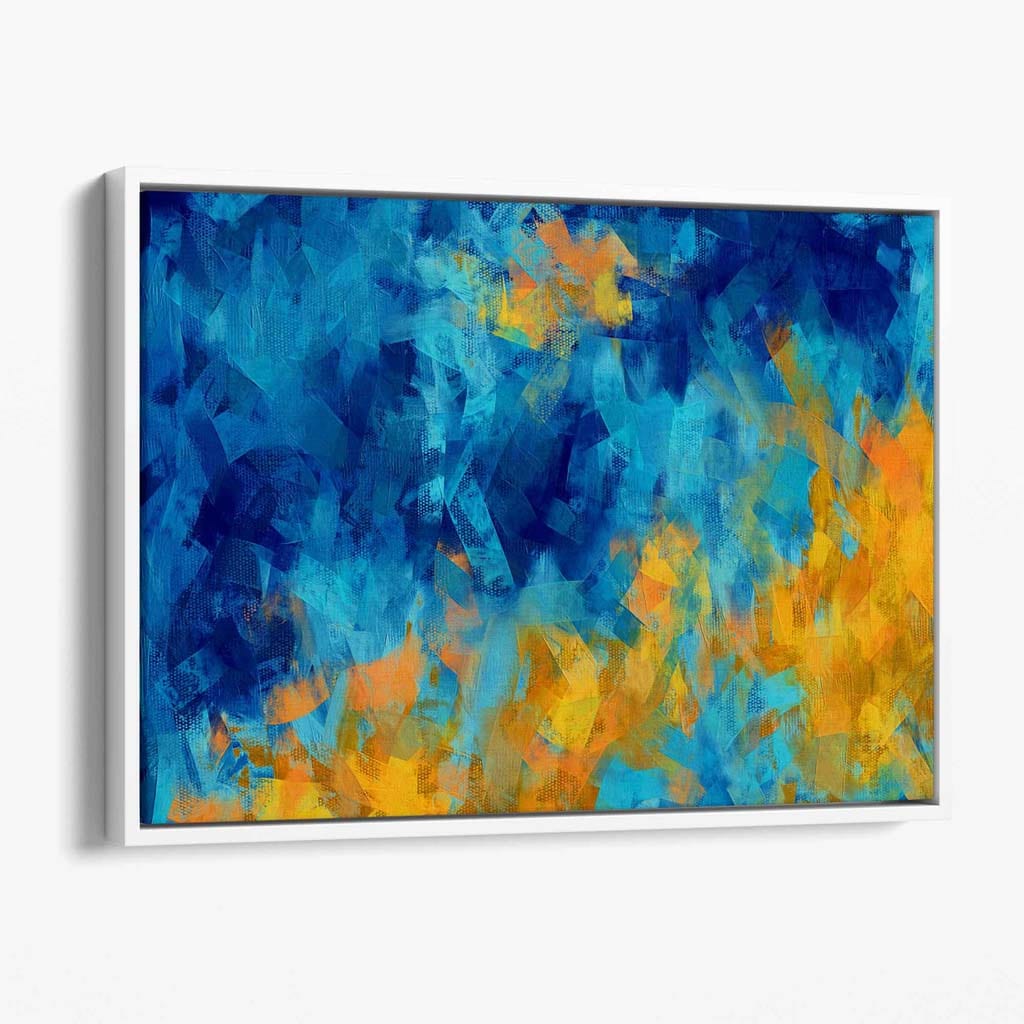 Cerulean Shore In Blue and Yellow Canvas Wall Art Print | Bowlift