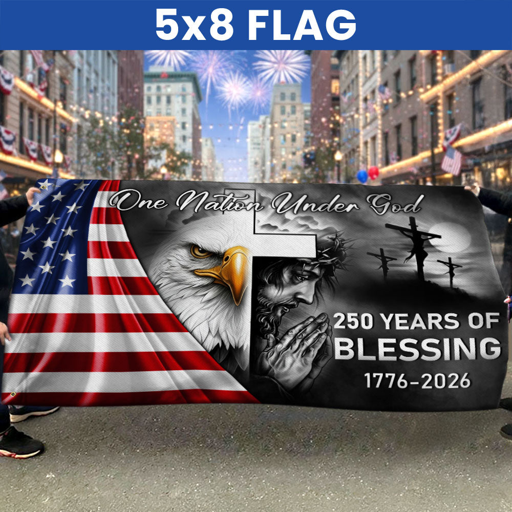 One Nation Under God Grommet Flag for 250 Years Of Blessing Decoration