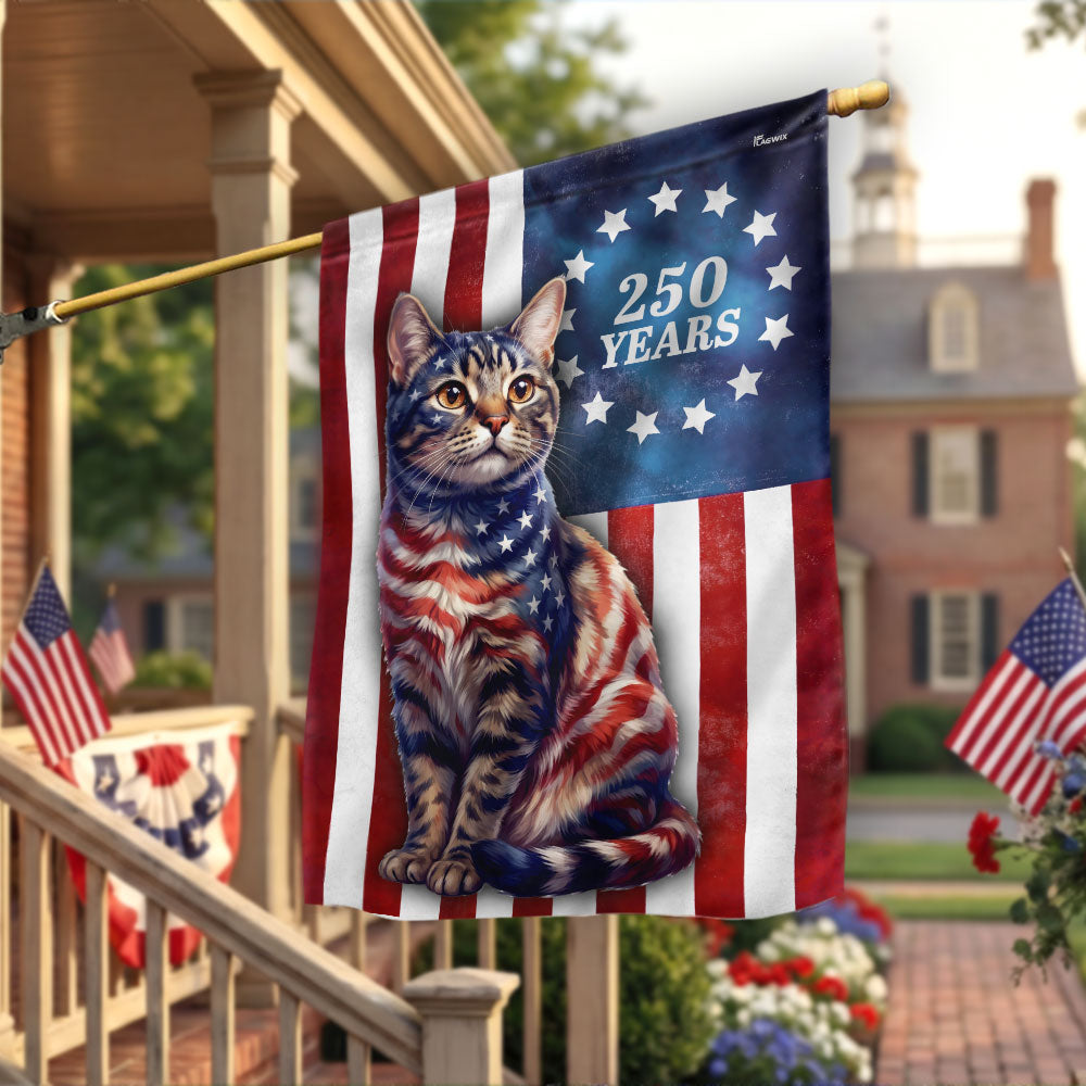 Betsy Ross Cat Lover Patriotic Flag for 250 Years of America