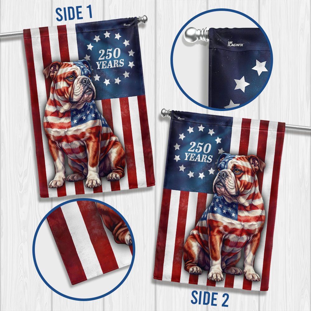 Betsy Ross Bulldog Patriotic Flag for 250 Years of America Anniversary