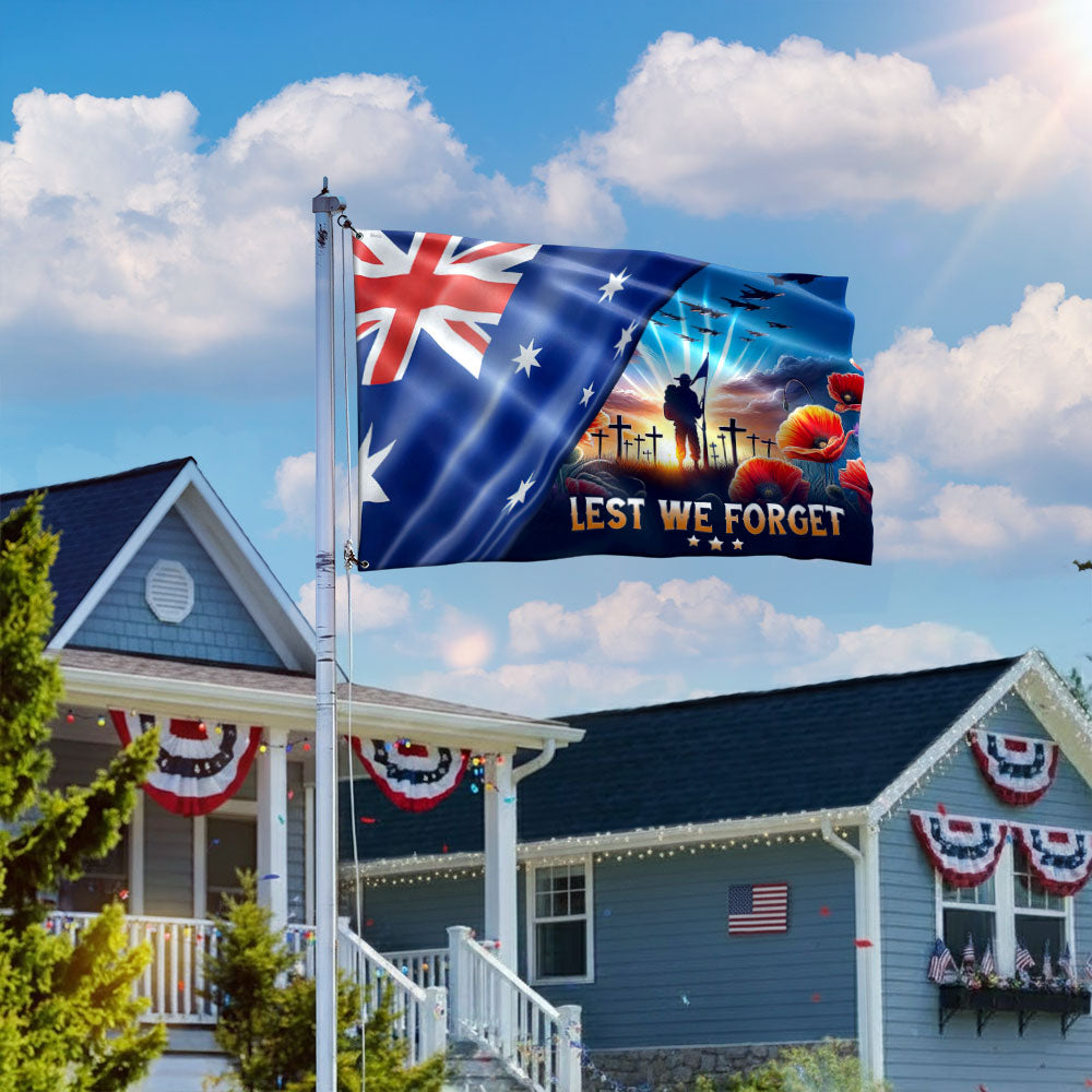 Australia Flag for Anzac Day, Australian Veteran Lest We Forget Grommet Flag