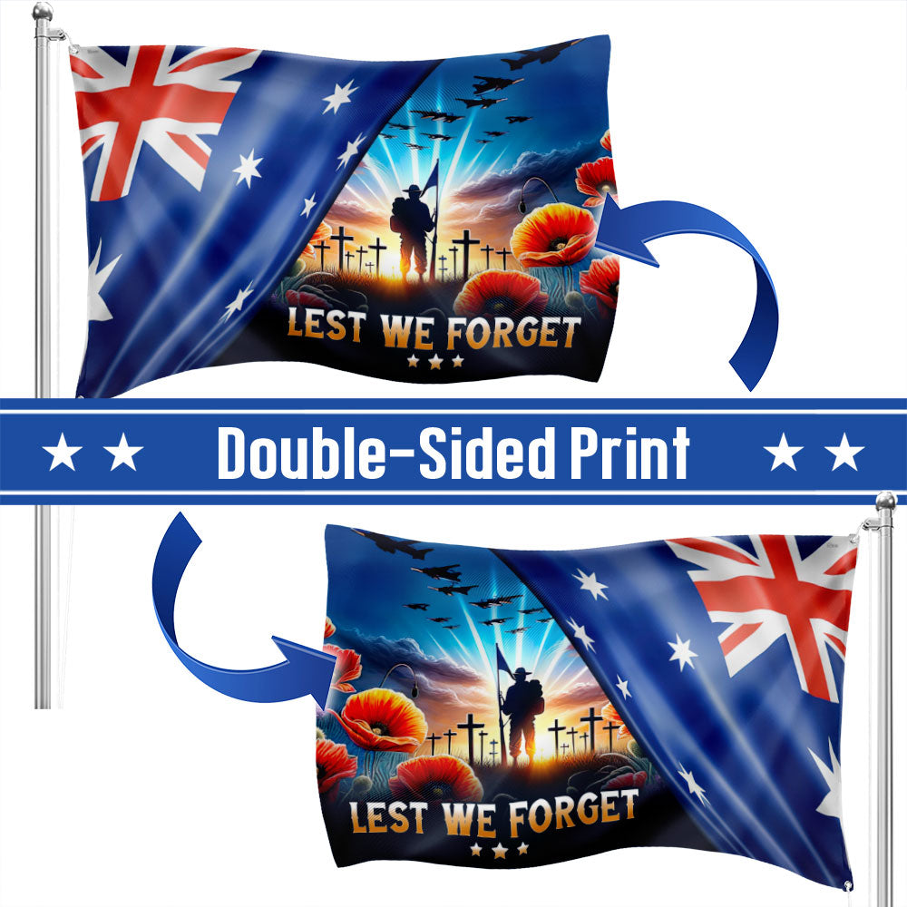 Australia Flag for Anzac Day, Australian Veteran Lest We Forget Grommet Flag