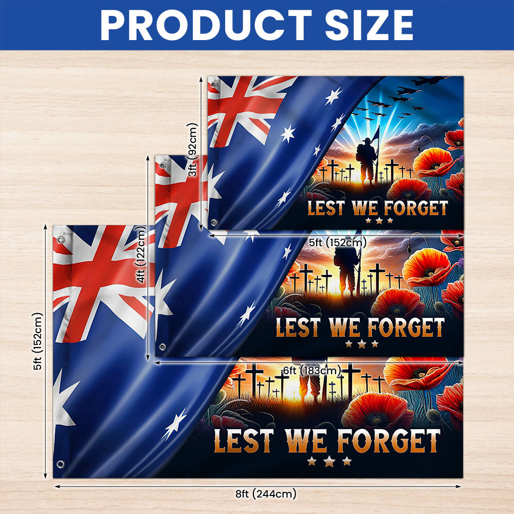 Australia Flag for Anzac Day, Australian Veteran Lest We Forget Grommet Flag