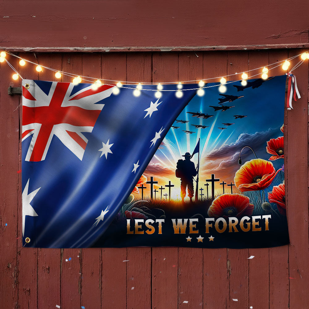 Australia Flag for Anzac Day, Australian Veteran Lest We Forget Grommet Flag