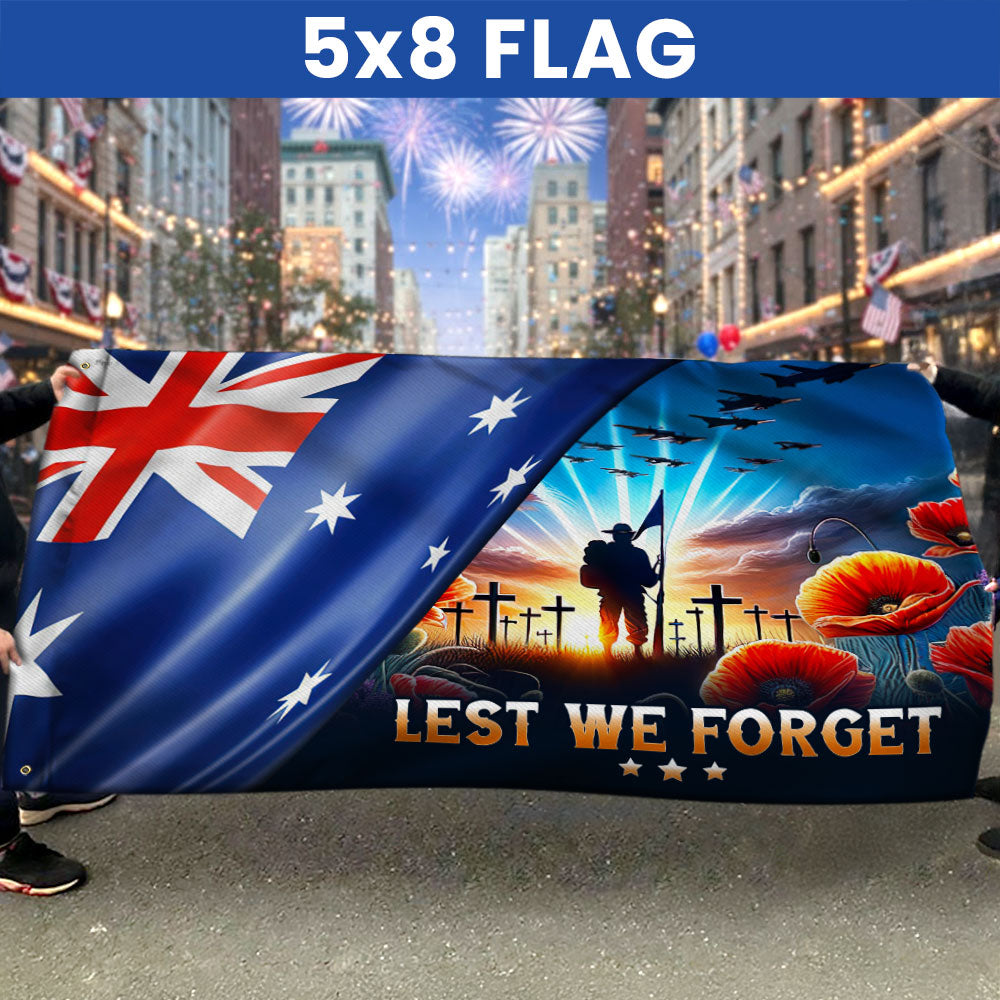 Australia Flag for Anzac Day, Australian Veteran Lest We Forget Grommet Flag