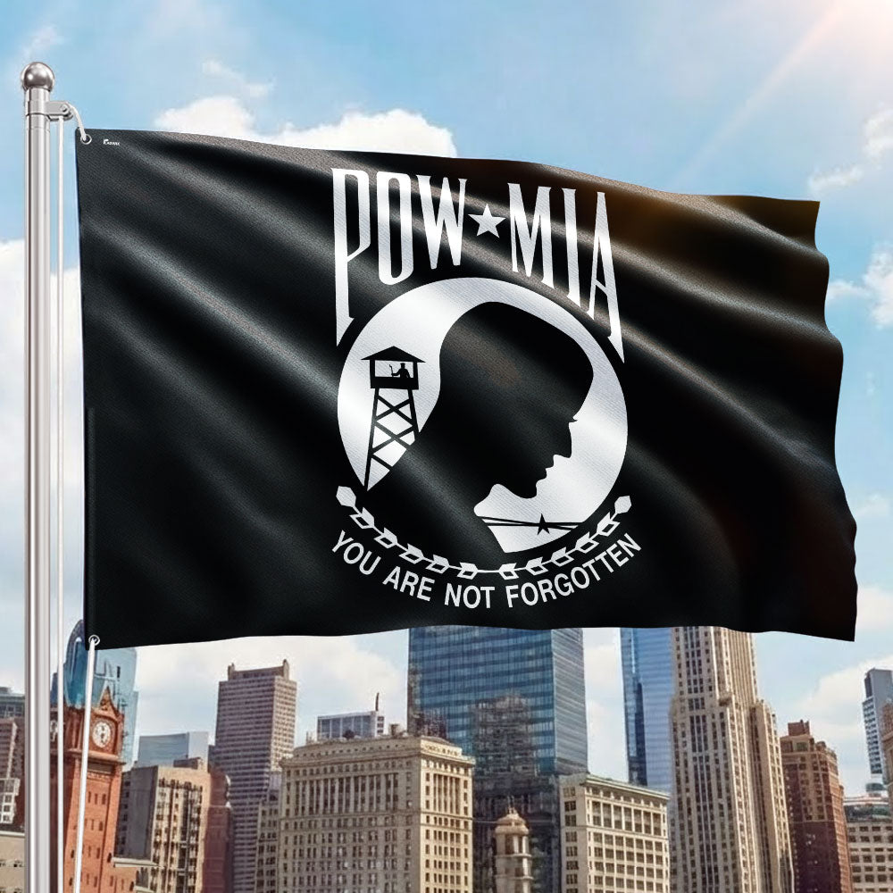 American Memorial Veterans Flag, You Are Not Forgotten Patriotic POW/MIA Grommet Flag