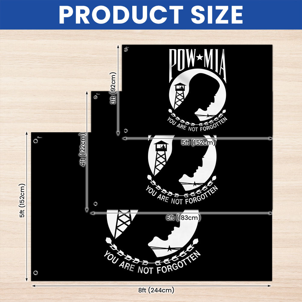 American Memorial Veterans Flag, You Are Not Forgotten Patriotic POW/MIA Grommet Flag