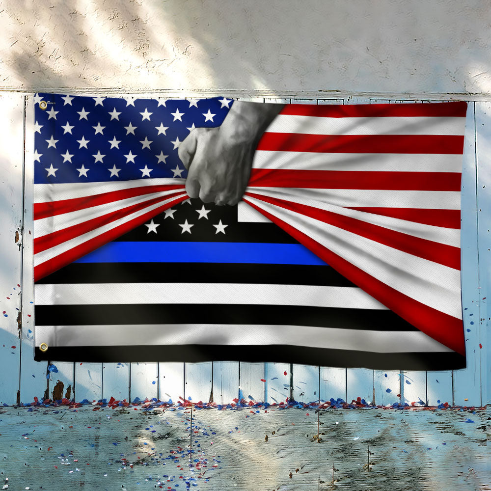 Patriotic Police The Thin Blue Line American Flag
