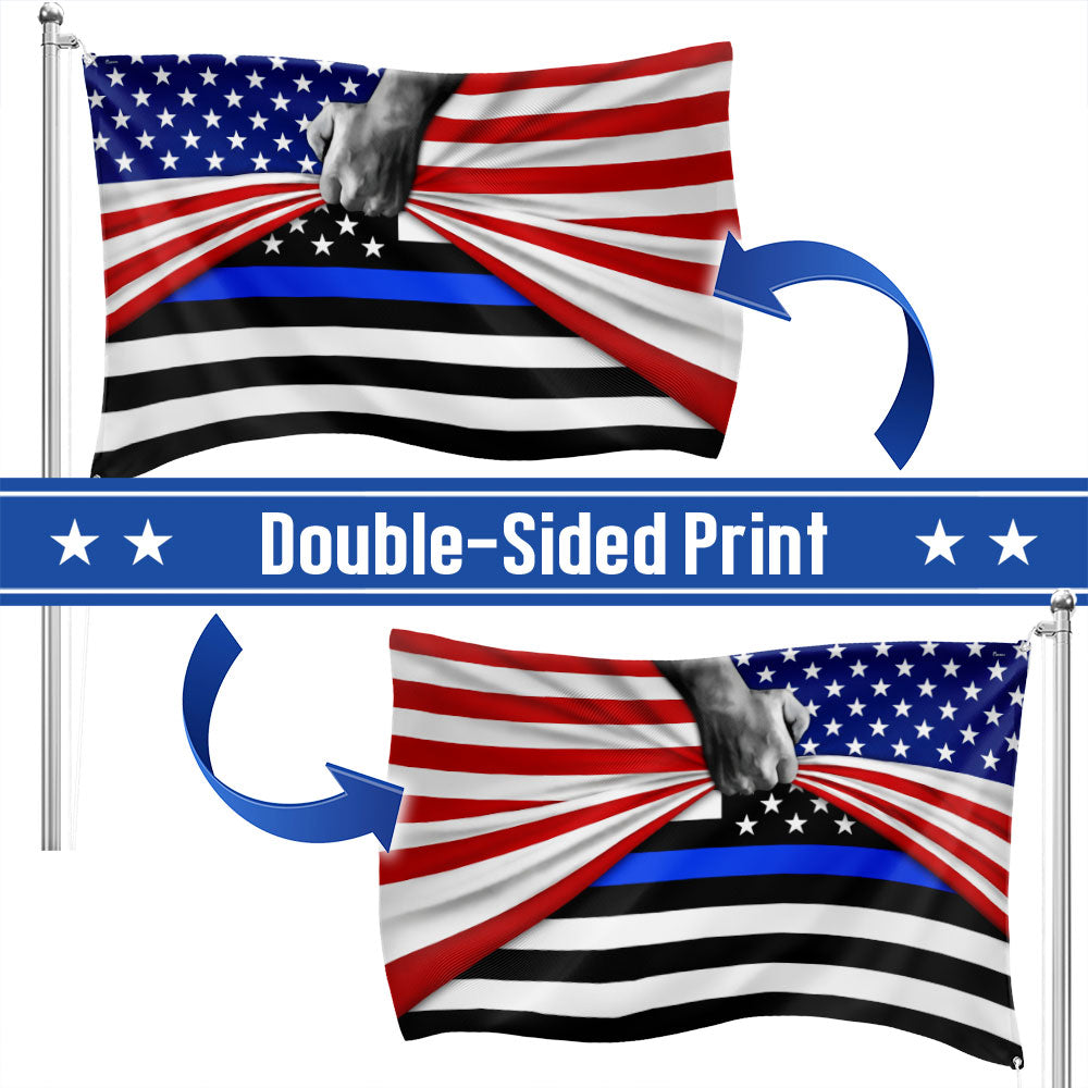 Patriotic Police The Thin Blue Line American Flag