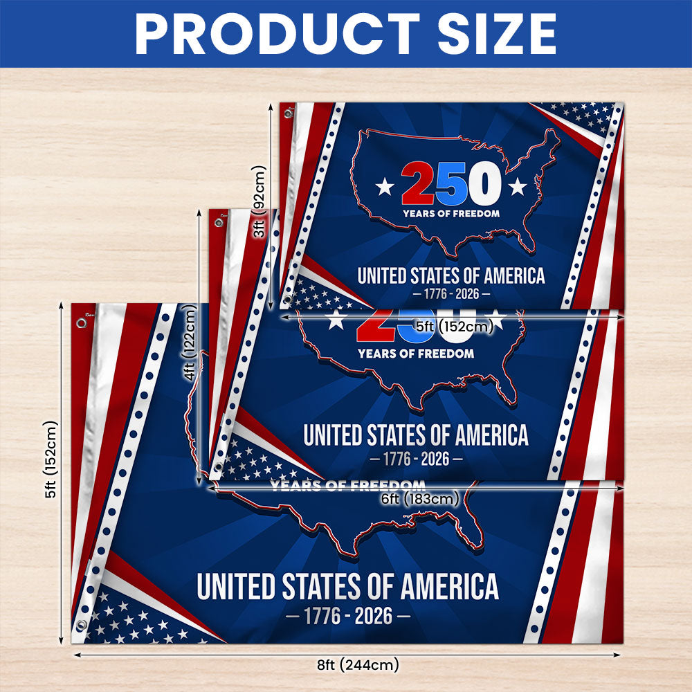 250 Years of Freedom Semiquincentennial Grommet Flag, United States of America 1776 2026