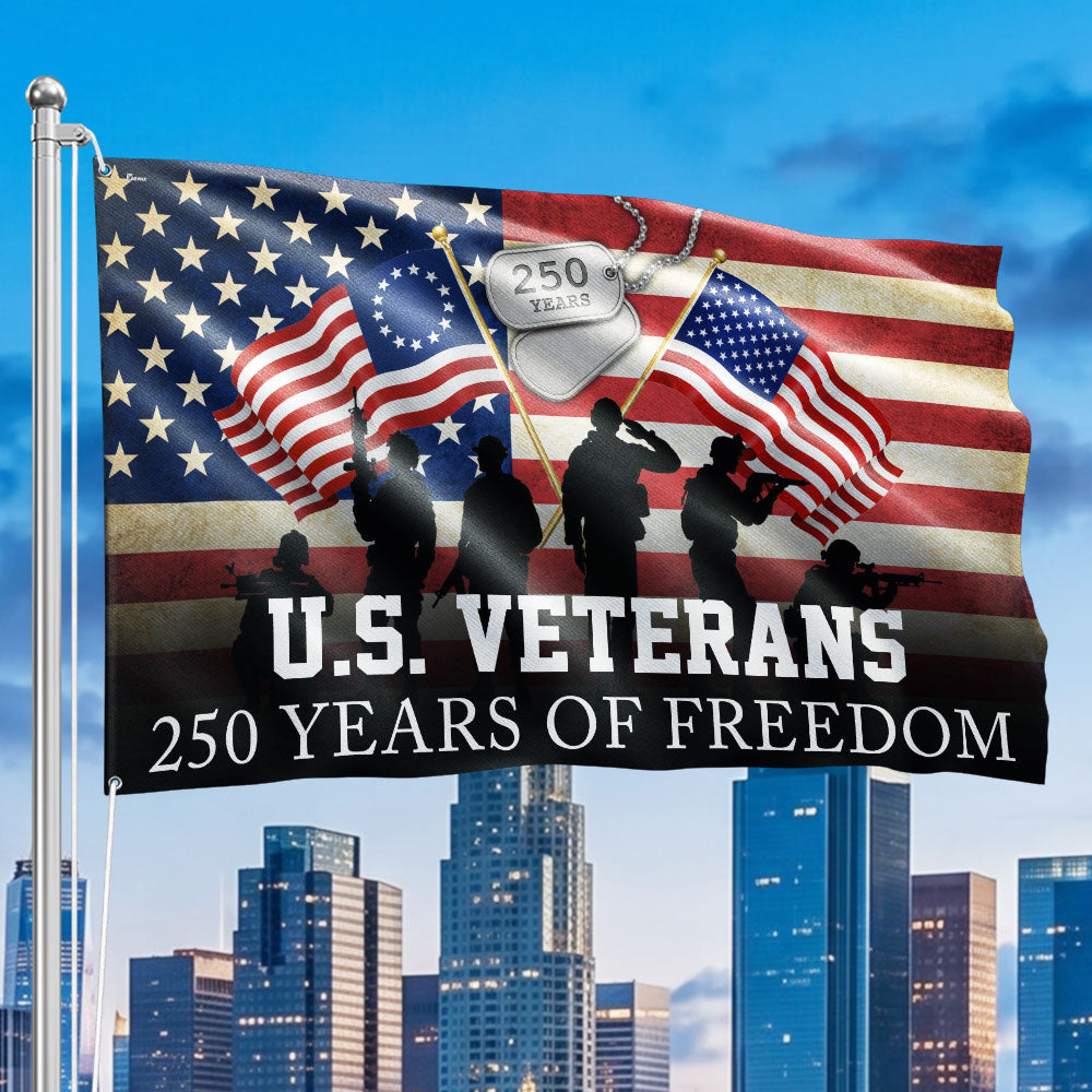 Patriotic 250 Years of Freedom American Flag, US Veterans 1776 2026 Grommet Flag