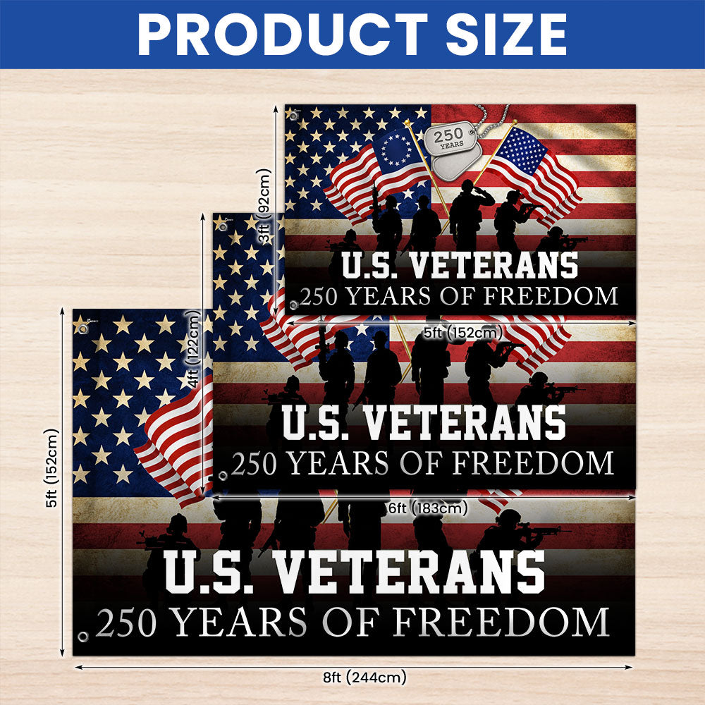 Patriotic 250 Years of Freedom American Flag, US Veterans 1776 2026 Grommet Flag
