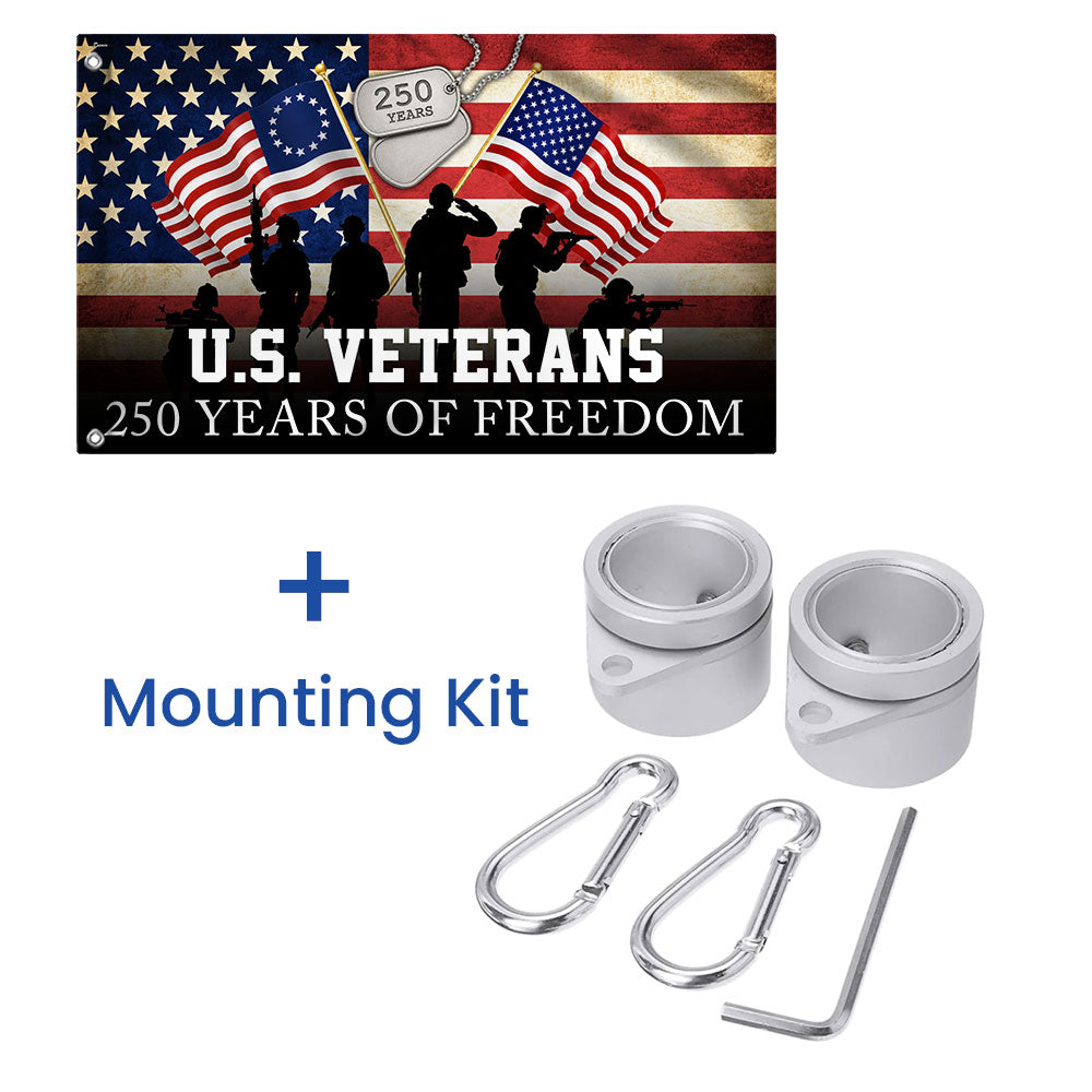 Patriotic 250 Years of Freedom American Flag, US Veterans 1776 2026 Grommet Flag