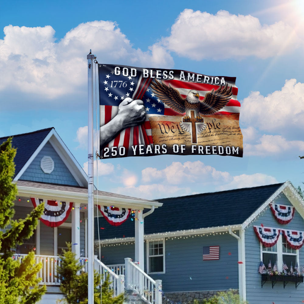 250 Years of Freedom Christian Grommet Flag, God Bless America 1776 2026 Flag