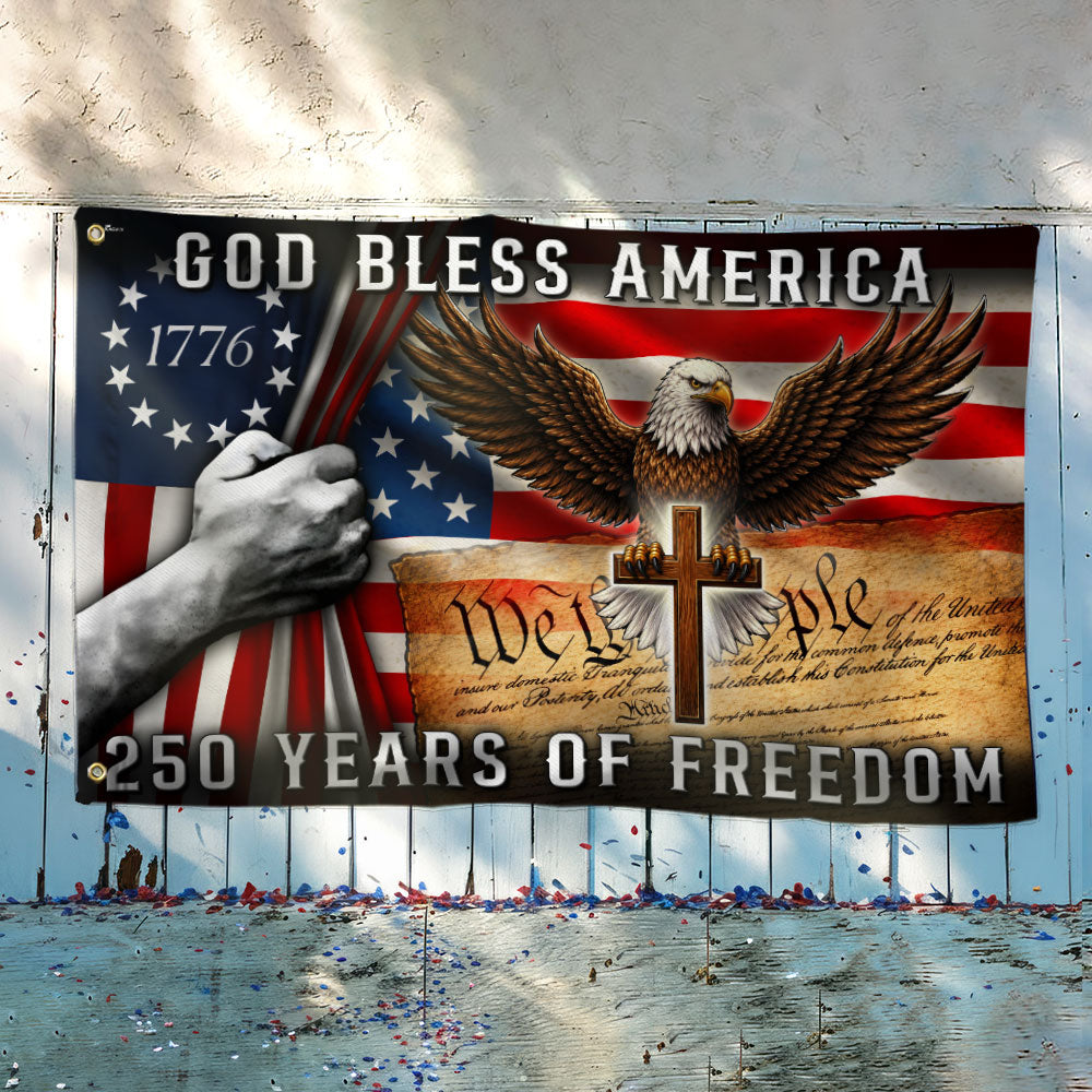 250 Years of Freedom Christian Grommet Flag, God Bless America 1776 2026 Flag