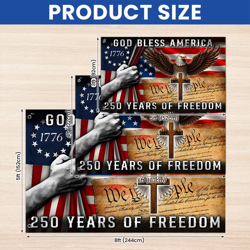 250 Years of Freedom Christian Grommet Flag, God Bless America 1776 2026 Flag