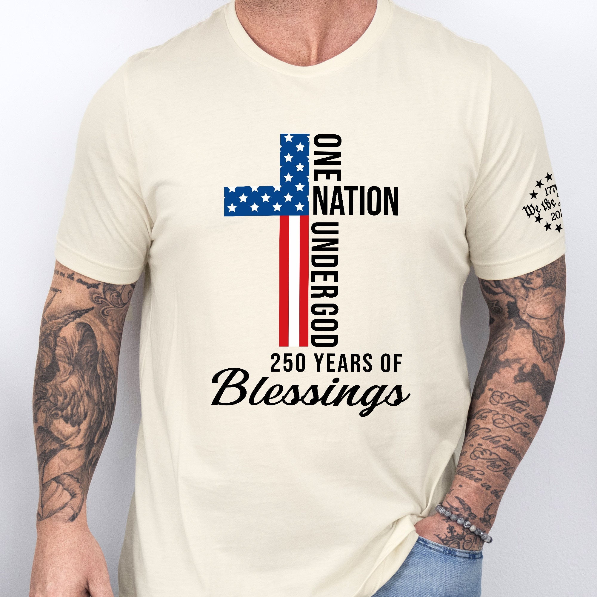 Patriot We The People Christian T-Shirt, 250 Years One Nation Under God 1776 2026 Tee