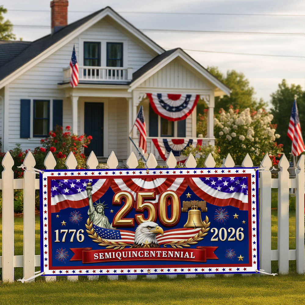 250th Semiquincentennial USA Fence Banner 1776 2026 Patriotic outdoor Flag