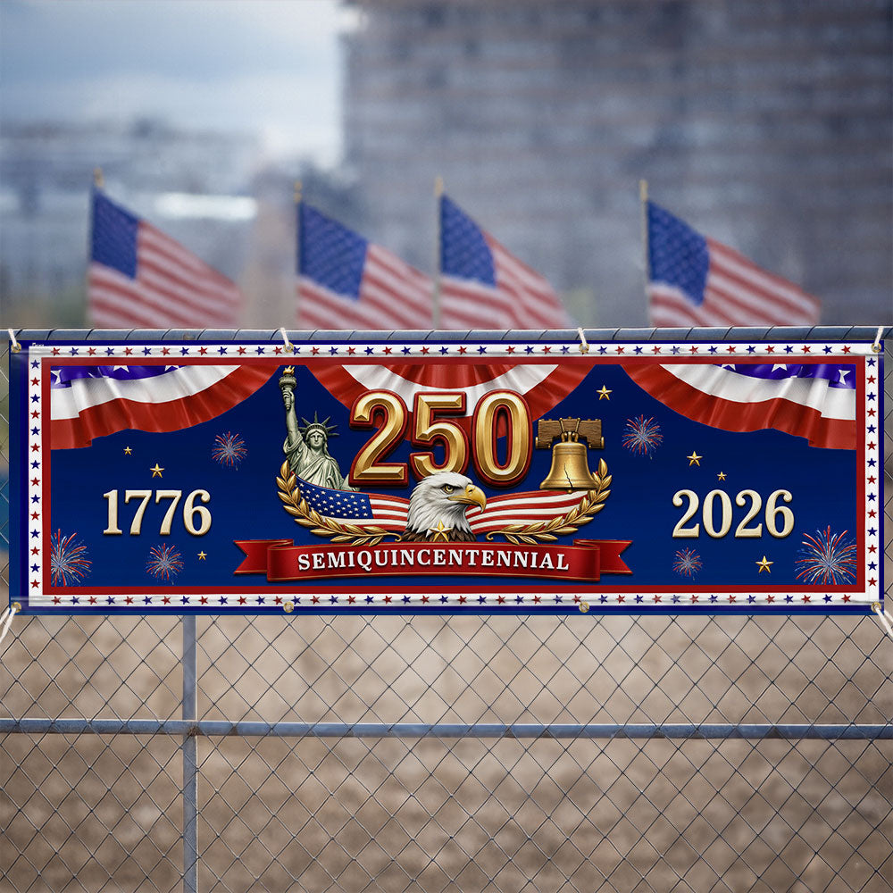 250th Semiquincentennial USA Fence Banner 1776 2026 Patriotic outdoor Flag