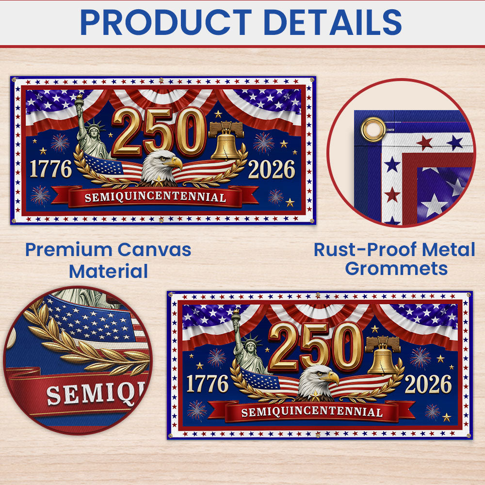 250th Semiquincentennial USA Fence Banner 1776 2026 Patriotic outdoor Flag